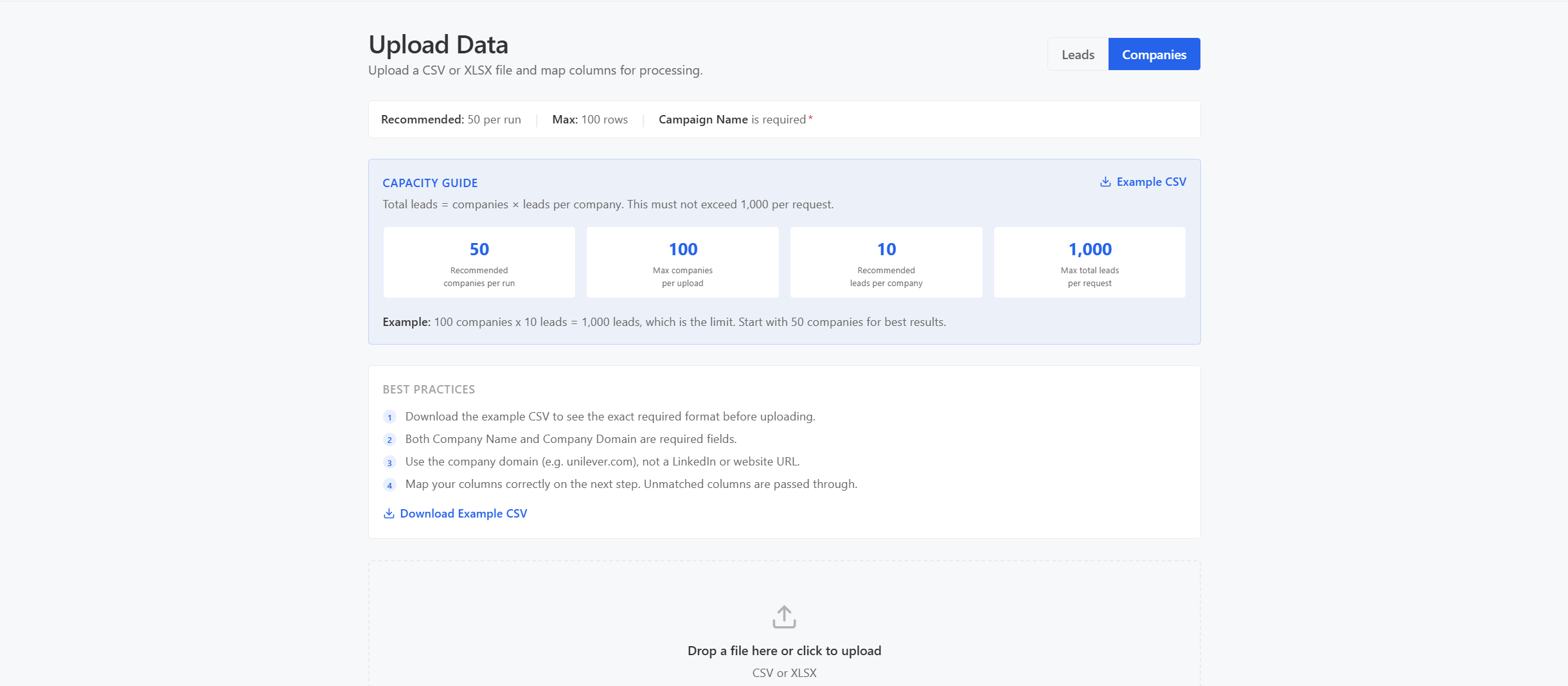 Bulk Upload & Capacity Guardrails