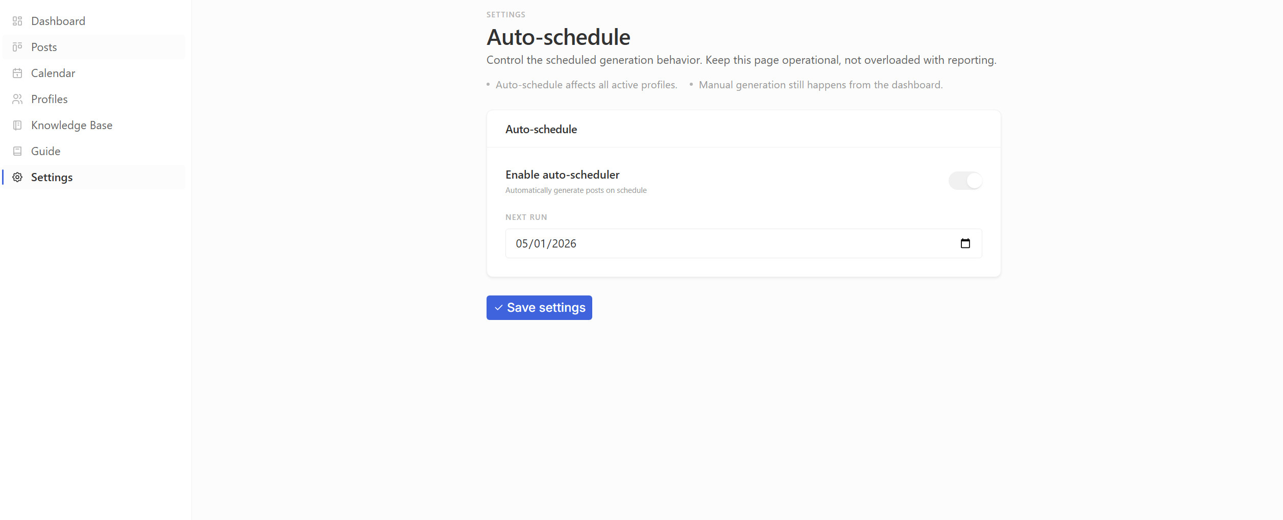 Auto-Schedule Settings