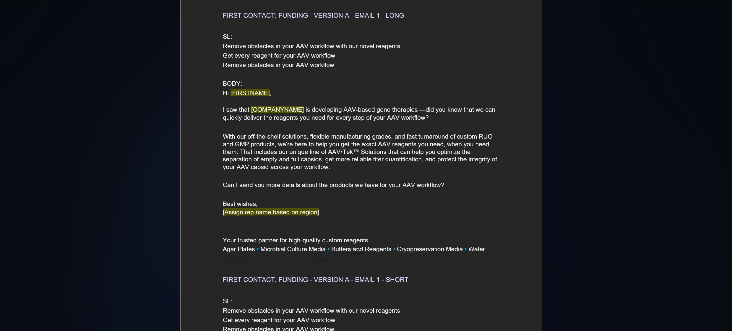 AAV Workflow Email Templates